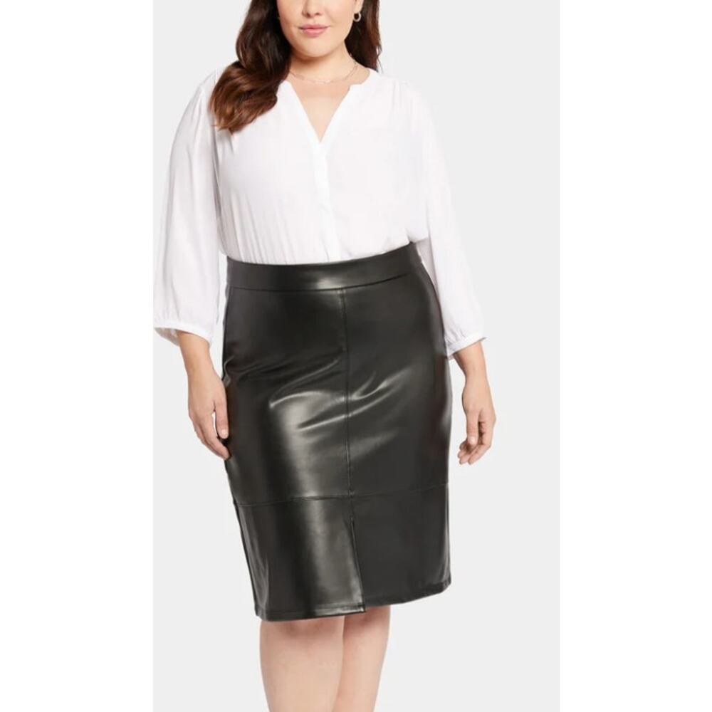 NYDJ Faux Leather A-Line Skirt Plus Size